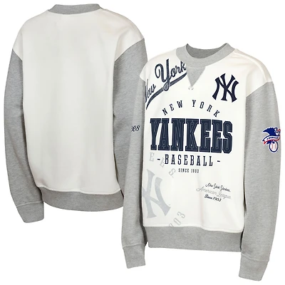 Sweat-shirt polaire Youth Outerstuff crème/gris New York Yankees Big League Power Hit