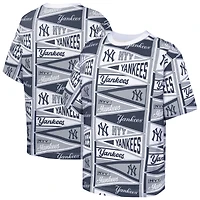 T-shirt Outerstuff bleu marine New York Yankees pour jeunes avec fanions imprimés sur toute la surface