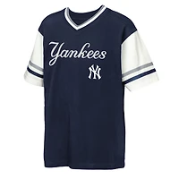 T-shirt à col rond Outerstuff bleu marine New York Yankees Big League Base Runner pour jeunes