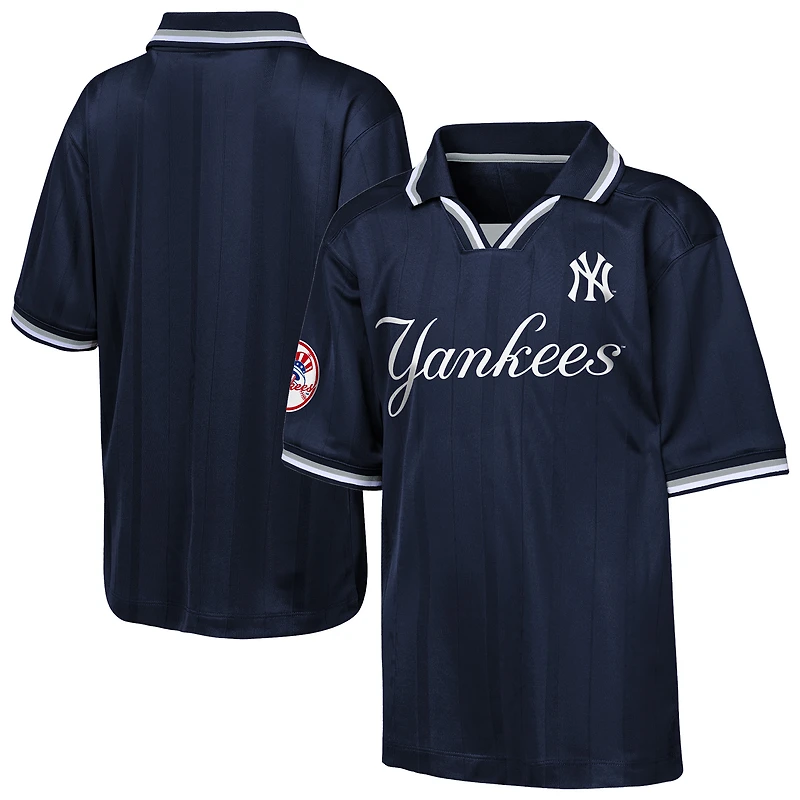 Youth Outerstuff Navy New York Yankees Y2 Tech Stadium Fashion Collar T-Shirt
