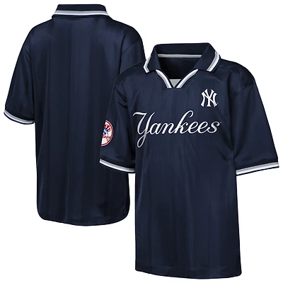 Youth Outerstuff Navy New York Yankees Y2 Tech Stadium Fashion Collar T-Shirt