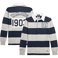 Youth Polo Ralph Lauren Navy/Heather Gray New York Yankees Long Sleeve Rugby