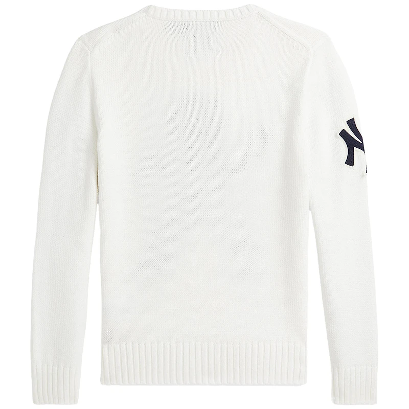 Pull-over blanc Polo Ralph Lauren pour jeunes avec ours des Yankees
