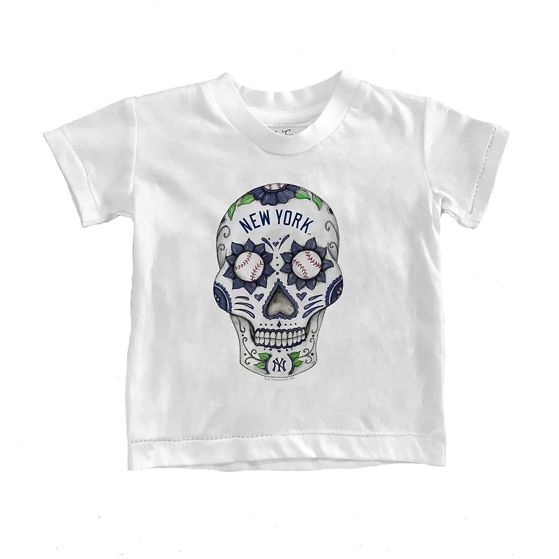 T-shirt blanc à motif tête de mort des Yankees New York pour jeunes