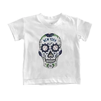 T-shirt blanc à motif tête de mort des Yankees New York pour jeunes