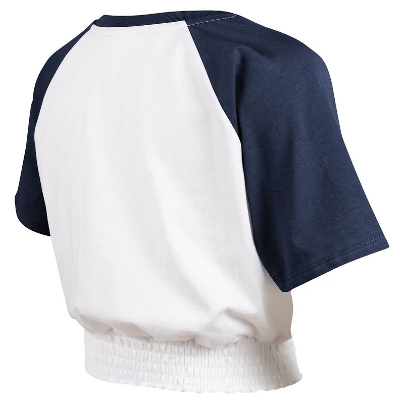 T-shirt raglan blanc à la mode pour jeunes des Yankees de New York sur base