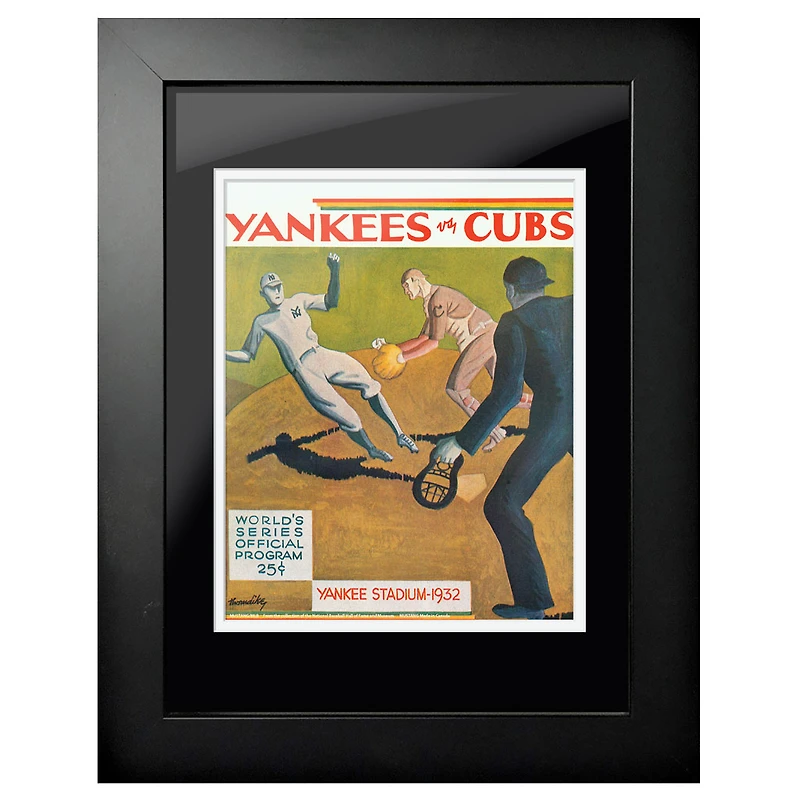 New York Yankees vs Chicago Cubs Série mondiale 1932 - Couverture de programme encadrée 12'' x 16''