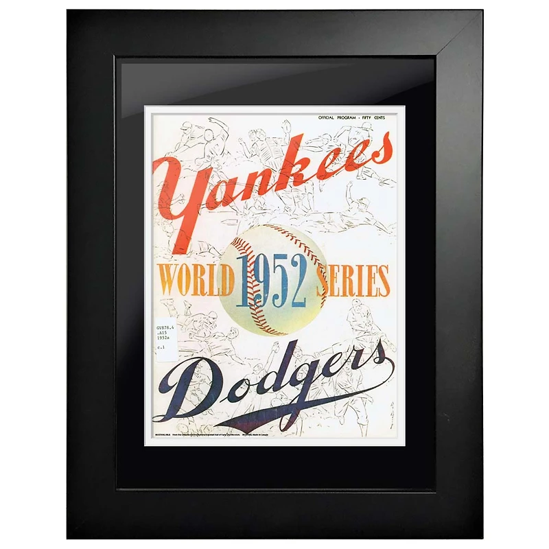 New York Yankees vs Los Angeles Dodgers 1952 World Series - Couverture de programme encadrée de 12 `` x 16 ''