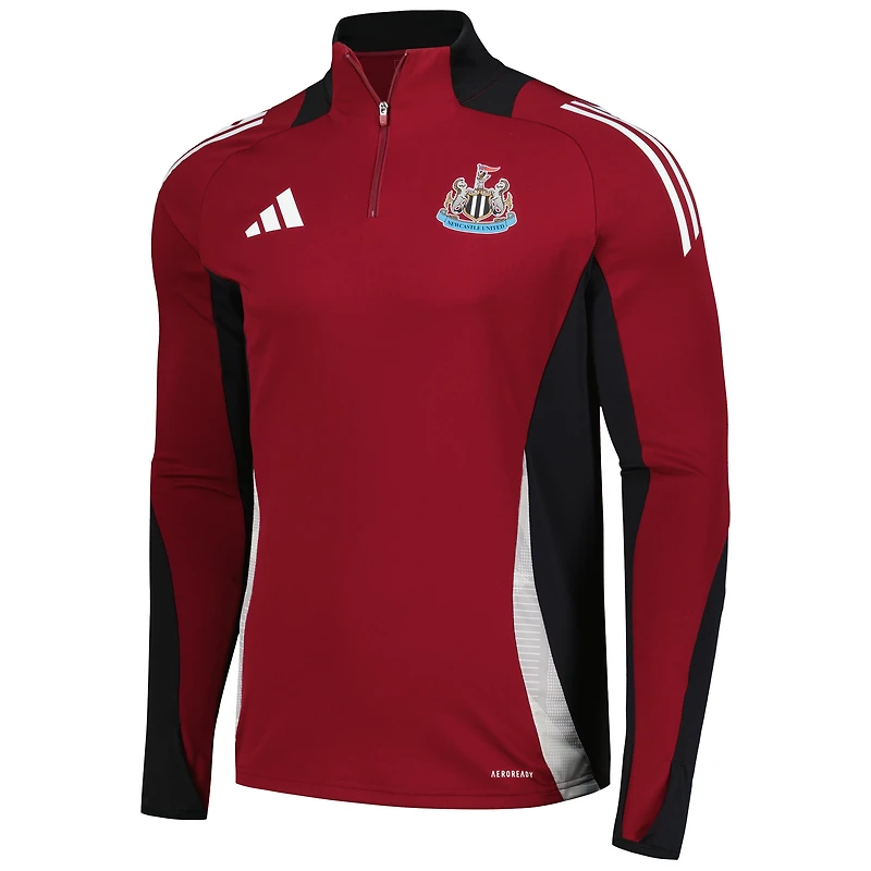 Men's adidas Burgundy Newcastle United 2024/25 AEROREADY Raglan Quarter-Zip Training Top