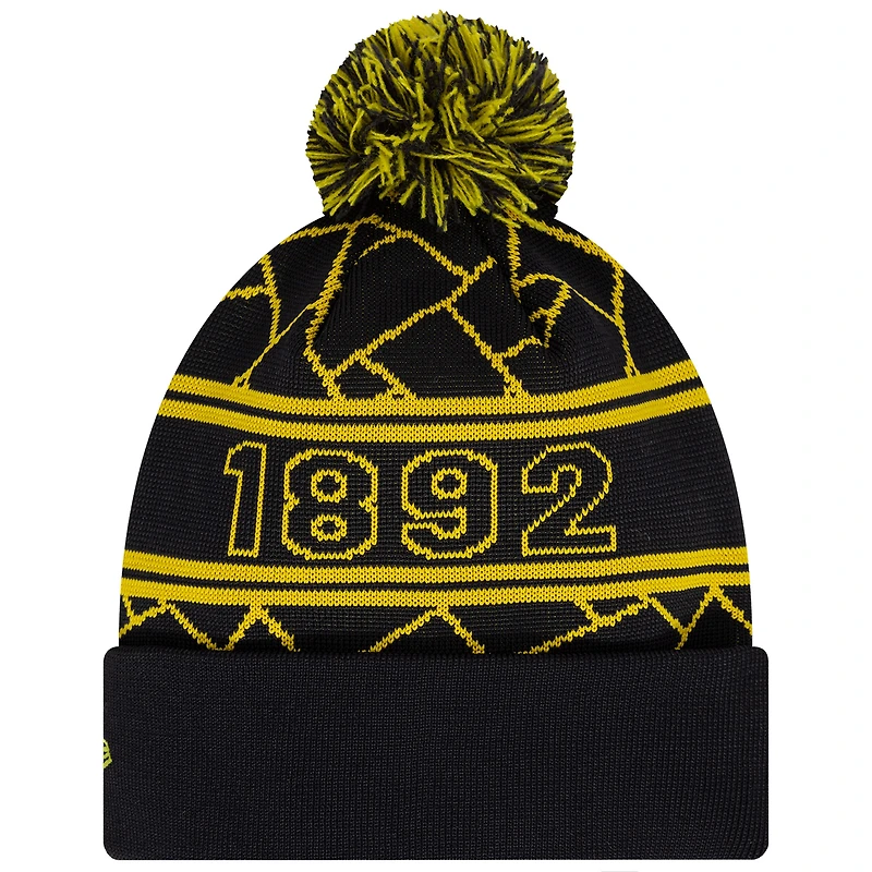 Men's New Era Black Newcastle United Sport Cuffed Knit Hat with Pom