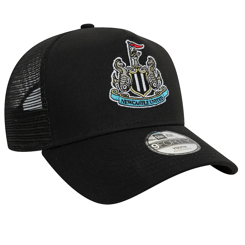 Youth New Era Black Newcastle United Core Trucker Adjustable Hat