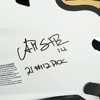 Casque authentique Riddell NFL Shield Lunar Eclipse Speed ​​autographié pour la draft 2021 de la NFL, avec six signatures et plusieurs inscriptions de choix de draft.