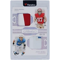 Joey Bosa & Nick Bosa 2020 Panini Flawless Silver Dual Diamond Memorabilia Tri-Color Relics #DD10 #9/20 Card