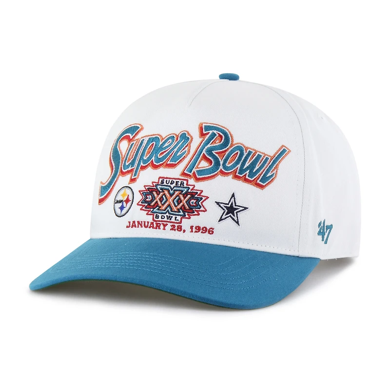 Casquette homme '47 blanche/turquoise NFL multi-équipes rétro avec logos duels et système de réglage de la hauteur