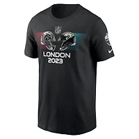 T-shirt essentiel Nike noir pour hommes des Atlanta Falcons contre Jacksonville Jaguars 2023 London Game