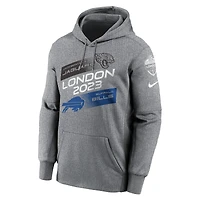Men's Nike Heather Charcoal Jacksonville Jaguars vs. Buffalo Bills 2023 London Game Pullover Hoodie
