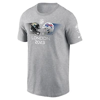 Men's Nike Heather Charcoal Jacksonville Jaguars vs. Buffalo Bills 2023 London Game T-Shirt