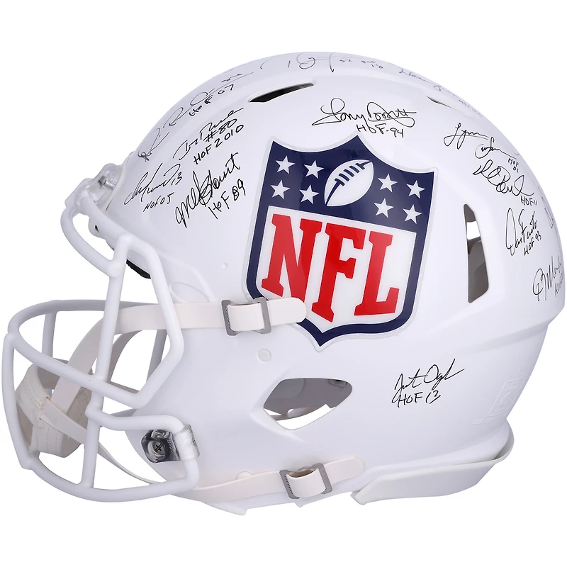 NFL Hall of Famers Autographed Riddell Speed Authentic Helmet with 34 Signatures & Induction Year Inscriptions - Limited Edition of 24