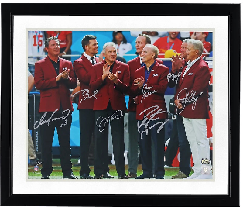 NFL Top 100 Quarterbacks Autographed 16" x 20" Red Jacket Ceremony Photograph with 7 Signatures