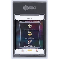 Spencer Rattler, Michael Penix Jr. & J.J. McCarthy Autographed 2024 Panini Origins Triple Rookie #TA-QB #3/10 SGC Authenticated 8.5/10 Rookie Card