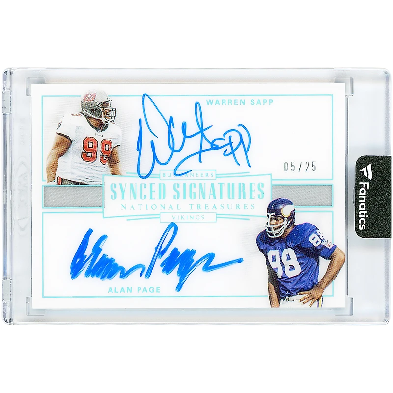 Warren Sapp & Alan Page Autographed 2017 Panini National Treasures Synced Signatures #SS-WA #5/25 Card