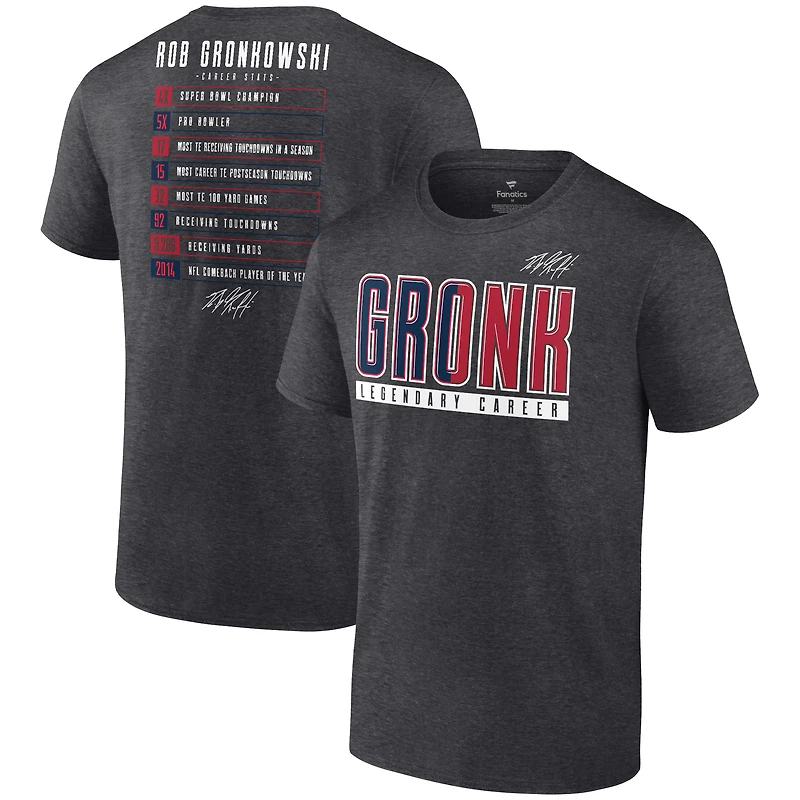 Men's Fanatics Rob Gronkowski Heather Charcoal Career Stats T-Shirt