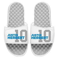 Men's ISlide Justin Herbert White NFLPA Number Fan Slide Sandals
