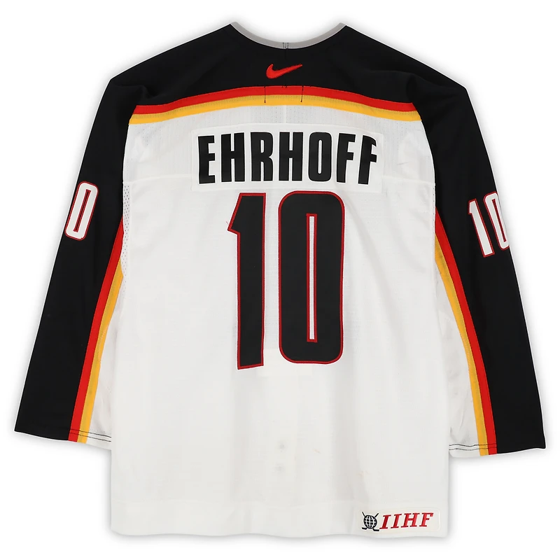 Maillot blanc Nike n° 10 porté par Christian Ehrhoff (équipe d'Allemagne) lors du match contre la République tchèque le 3 septembre 2004, pendant la Coupe du monde de hockey sur gazon.