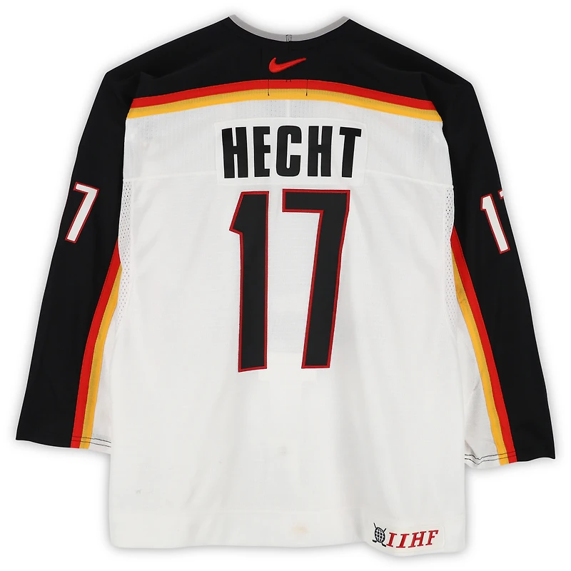 Jochen Hecht Team Germany Game-Used #17 White Nike Jersey vs. Team Czech Republic on September 3 during the 2004 World Cup of Hockey