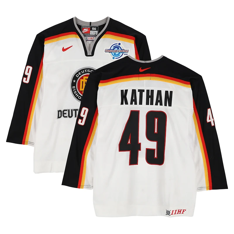 Maillot blanc Nike n° 49 porté par Klaus Kathan (équipe d'Allemagne) lors du match contre la République tchèque le 3 septembre 2004, pendant la Coupe du monde de hockey sur gazon.