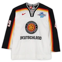 Klaus Kathan Team Germany Game-Used #49 White Nike Jersey vs. Team Czech Republic on September 3 during the 2004 World Cup of Hockey