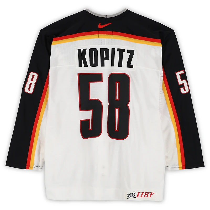 Lasse Kopitz Team Germany Game-Used #58 White Nike Jersey vs. Team Czech Republic on September 3 during the 2004 World Cup of Hockey