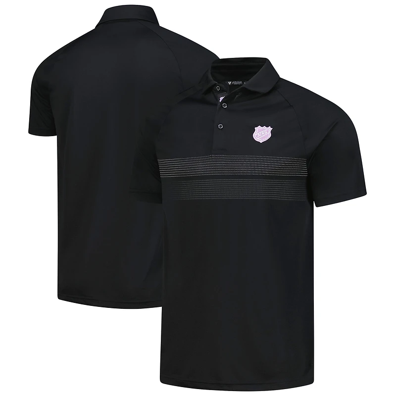 Men's Levelwear Black NHL Hockey Fights Cancer Draft Day Mason Polo
