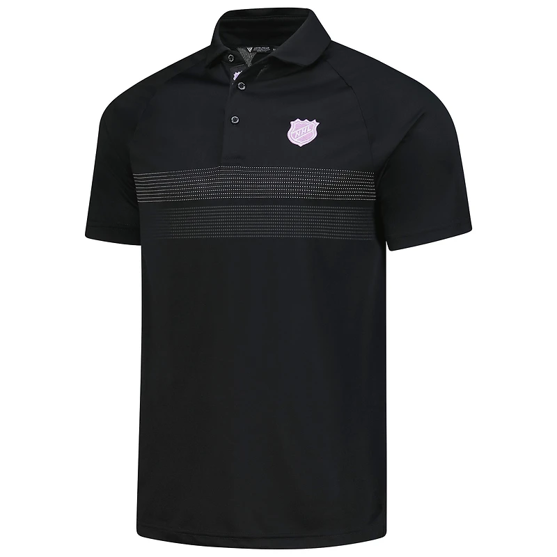 Men's Levelwear Black NHL Hockey Fights Cancer Draft Day Mason Polo
