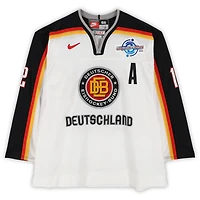Mirko Ludemann Team Germany Game-Used #12 White Nike Jersey vs. Team Czech Republic on September 3 during the 2004 World Cup of Hockey