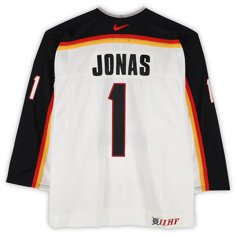 Oliver Jonas Team Germany Game-Used #1 White Nike Jersey vs. Team Czech Republic on September 3 during the 2004 World Cup of Hockey