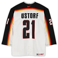 Maillot blanc Nike n° 21 porté par Stefan Ustorf (équipe d'Allemagne) lors du match contre la République tchèque le 3 septembre 2004, pendant la Coupe du monde de hockey sur gazon.