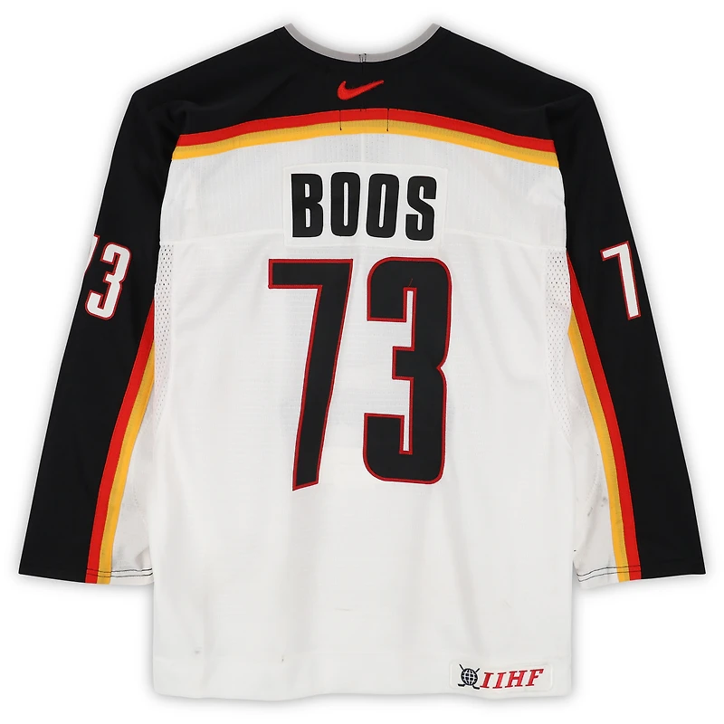 Tino Boos Team Germany Game-Used #73 White Nike Jersey vs. Team Czech Republic on September 3 during the 2004 World Cup of Hockey