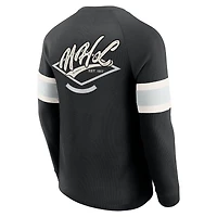 Men's Darius Rucker Collection by Fanatics Black NHL Waffle-Knit Raglan Long Sleeve Henley T-Shirt