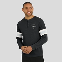 Men's Darius Rucker Collection by Fanatics Black NHL Waffle-Knit Raglan Long Sleeve Henley T-Shirt