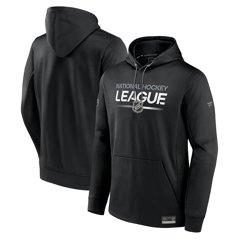 Sweat à capuche en molleton authentique noir Fanatics avec logo NHL pour homme