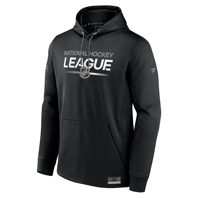 Sweat à capuche en molleton authentique noir Fanatics avec logo NHL pour homme