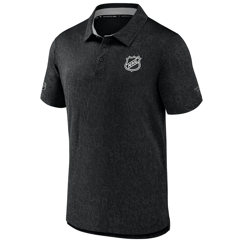 Men's Fanatics  Black NHL-Logo Authentic Pro Jacquard Polo