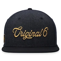 Men's Fanatics Black NHL Logo Original 6 Script Snapback Hat