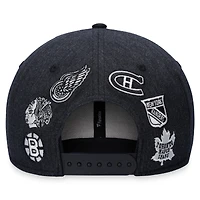 Men's Fanatics Black NHL Logo Original 6 Script Snapback Hat