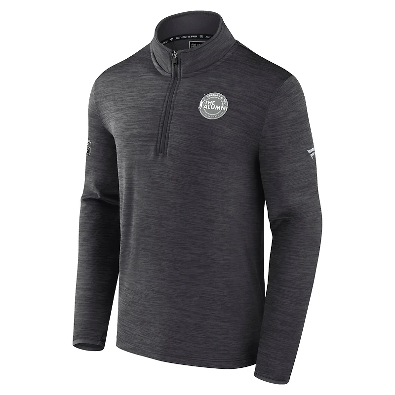 Men's Fanatics Charcoal NHL Authentic Pro The Alumni Quarter-Zip Top