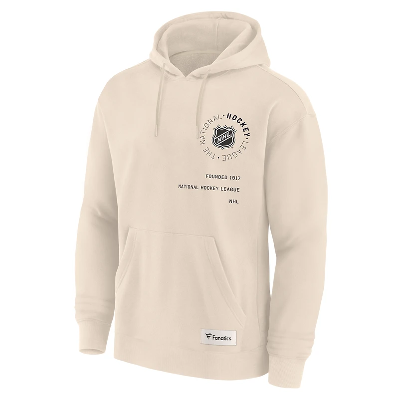 Sweat à capuche crème Fanatics pour homme avec logo NHL Future Ground Info