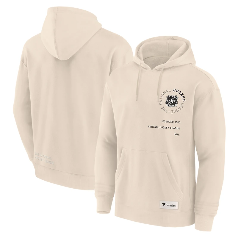 Sweat à capuche crème Fanatics pour homme avec logo NHL Future Ground Info