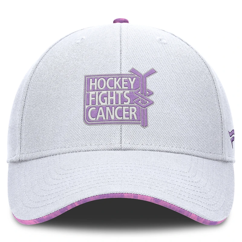Men's Fanatics White NHL Authentic Pro Hockey Fights Cancer Adjustable Hat
