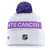 Men's Fanatics White NHL-Logo Hockey Fights Cancer Cuffed Knit Hat with Pom